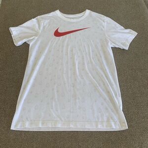 Nike Youth White T-Shirt with Red Logo